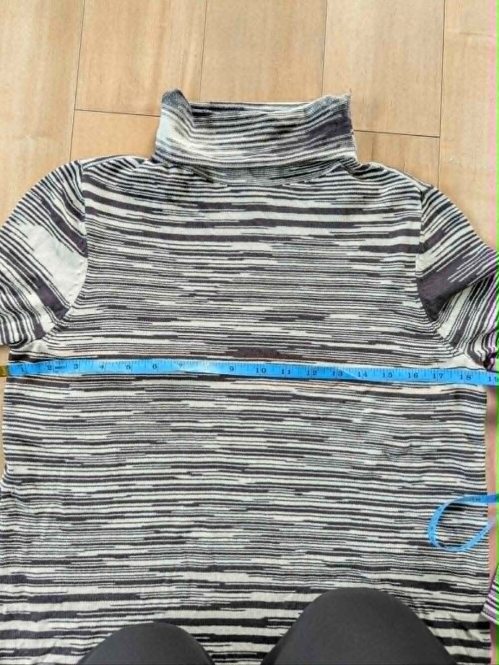NIC+ZOE Striped Knit Turtleneck Tunic Sweater Medium Black Ivory - Picture 5 of 8